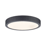 Runde Deckenleuchte mit grauem Stoffrand und weißem Diffusor für modernes Wohnambiente