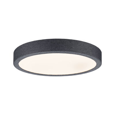 Plafonnier rond avec bord en tissu gris et diffuseur blanc pour un éclairage moderne