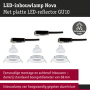 LED-inbouwlamp Nova met platte LED-reflector GU10 in wit en zwarte kabel voor verlichting