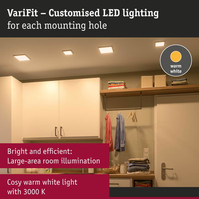 VariFit warm white LED ceiling lights for large rooms, bright and efficient lighting with cosy 3000 K tone