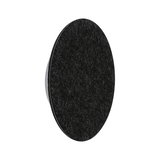 Round black felt furniture pad with plastic base to protect floors and reduce noise when moving furniture