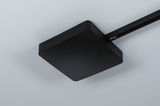 Black square metal ceiling light with sleek surface for modern interior lighting solutions.