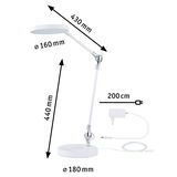 Weiße LED-Schreibtischlampe mit verstellbarem Arm und 200 cm Kabel für Bürobeleuchtung