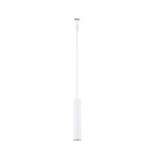 Schlanker weißer LED-Pendelleuchte aus Metall mit minimalistischer Form für moderne Innenräume