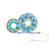 Bunte LED-Lichtstreifen aus flexiblem Material mit Anschlusskabel für individuelle Beleuchtung.