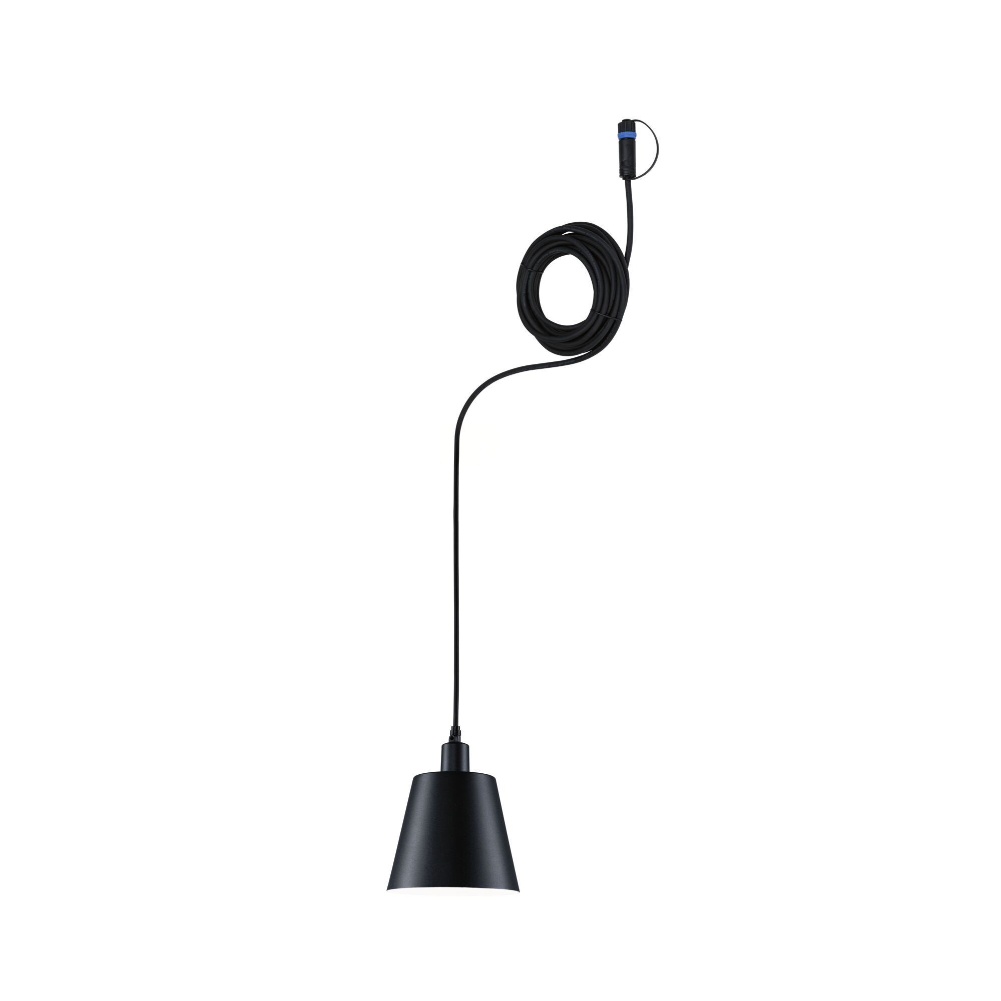 Black metal pendant lamp with long cable for modern indoor lighting and LED bulbs
