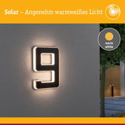 Solar LED Hausnummernleuchte inkl. wechselbarer Akku Nummer 9 IP44 3000K 6lm Schwarz