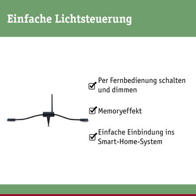 Schwarzes Smart-Home-Lichtsteuergerät mit Antenne und Erdspieß für einfache Fernbedienung und Dimmung