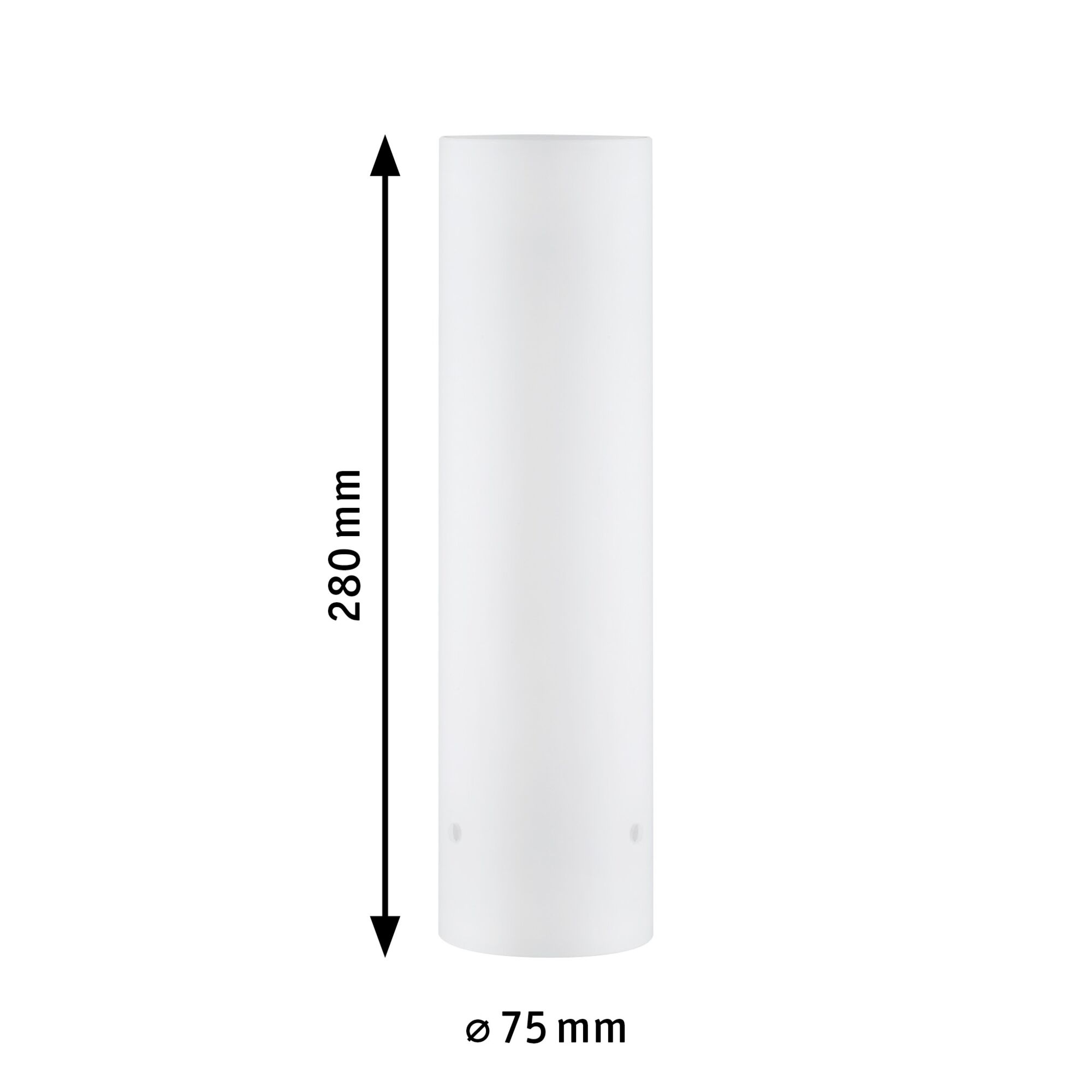Witte cilindervormige glazen lampenkap van 280 mm hoog en 75 mm diameter voor LED-verlichting