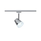 Spot LED moderne en métal argenté avec lumière blanche pour systèmes sur rail