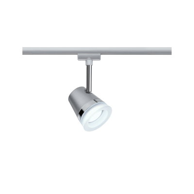 Moderner LED-Strahler aus silbernem Metall mit weißem Licht für Schienensysteme