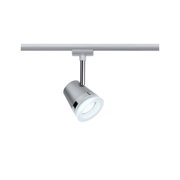 Moderner silberner LED-Strahler aus Metall mit weißem Leuchtring für flexible Beleuchtung