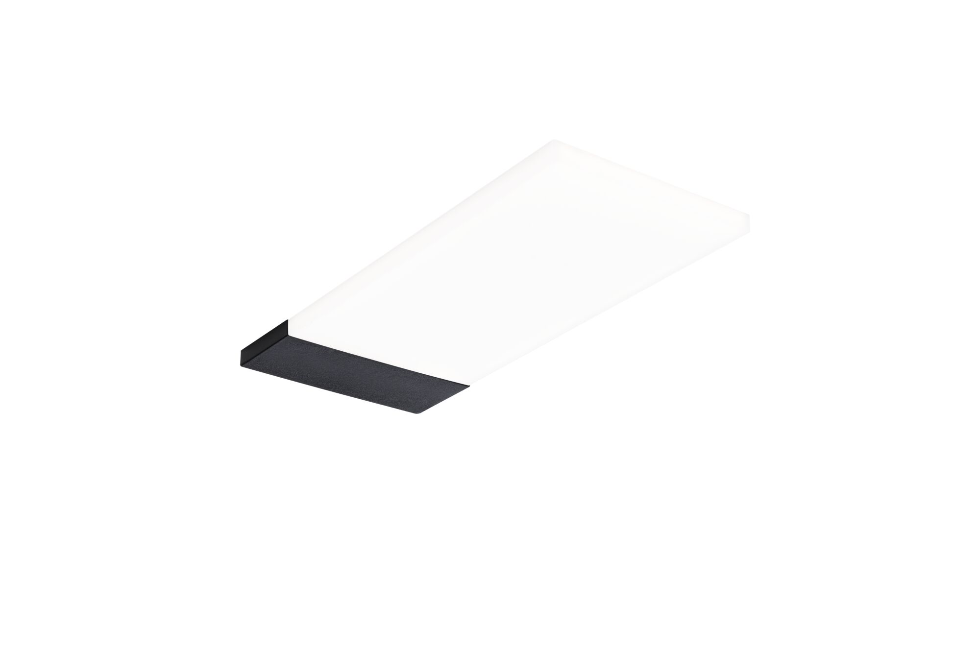 Rektangulært loftlys med hvid diffusor og sort aluminiumsramme, moderne LED-belysning