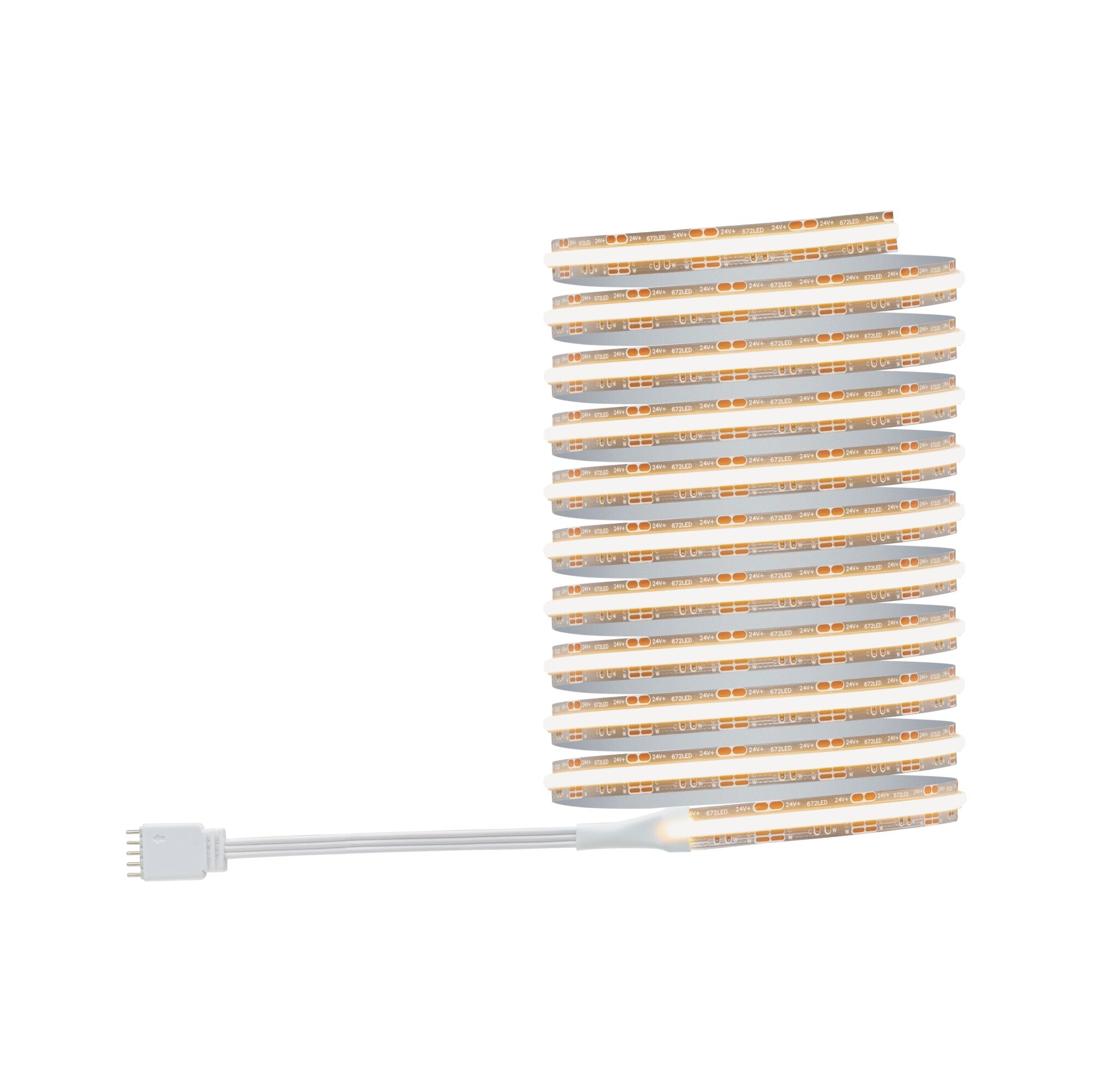 Bande LED flexible blanche avec câble de connexion pour éclairage moderne et design lumineux.
