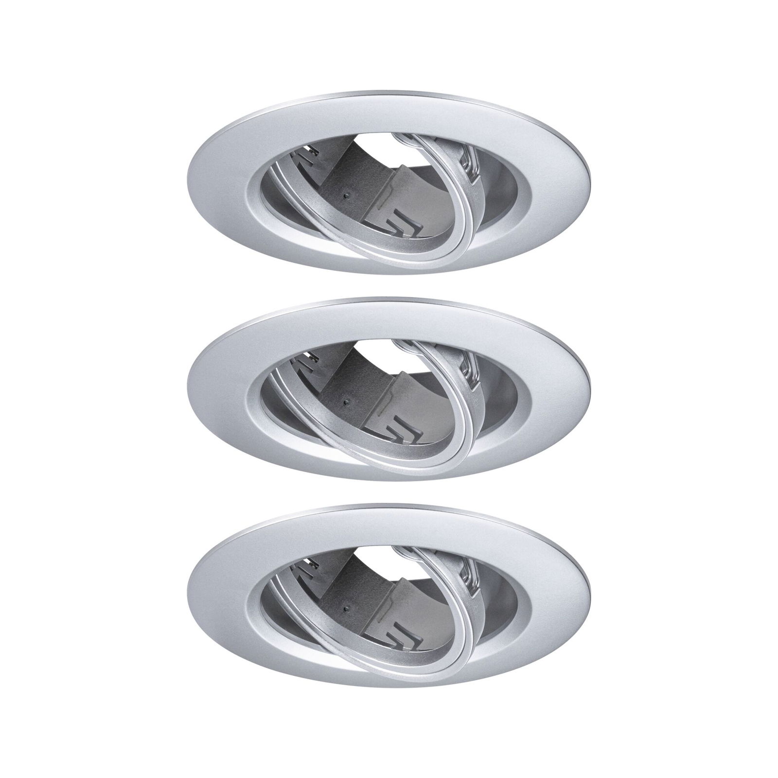 Recessed luminaire 3 pack Swivelling round 90mm 30° GU10 max. 3x10W 230V dimmable Chrome matt