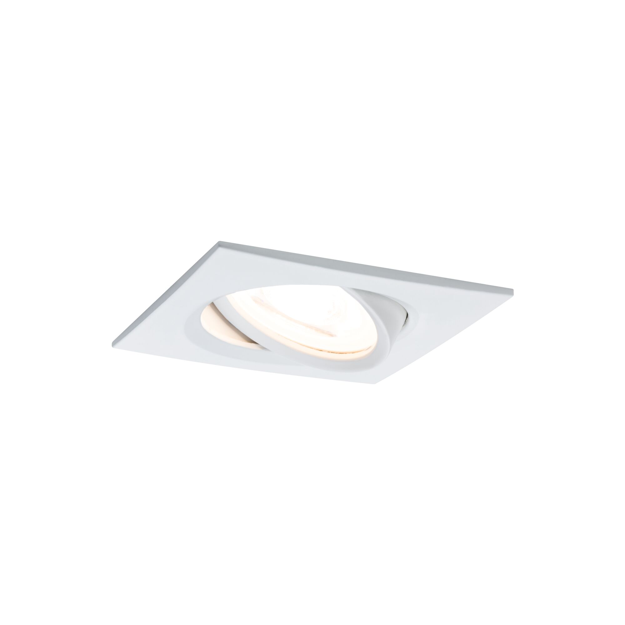 Spot encastré carré blanc en métal avec lumière LED orientable pour éclairage intérieur