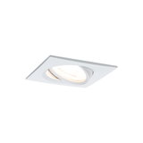 Spot encastré carré blanc en métal avec lumière LED orientable pour éclairage intérieur