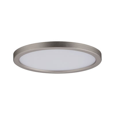 Rond LED-plafondpaneel van geborsteld zilverkleurig aluminium met witte diffuser voor woonruimtes