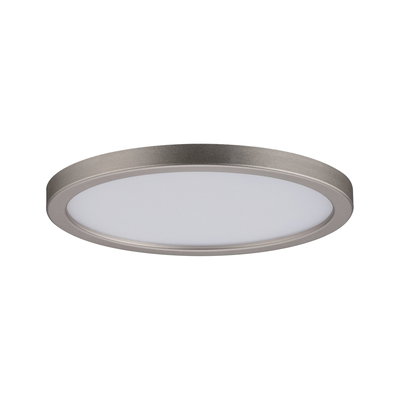 Rond LED-plafondpaneel van geborsteld zilverkleurig aluminium met witte diffuser voor woonruimtes