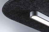 Modern LED ceiling light with grey aluminum housing and black felt shade for living spaces.