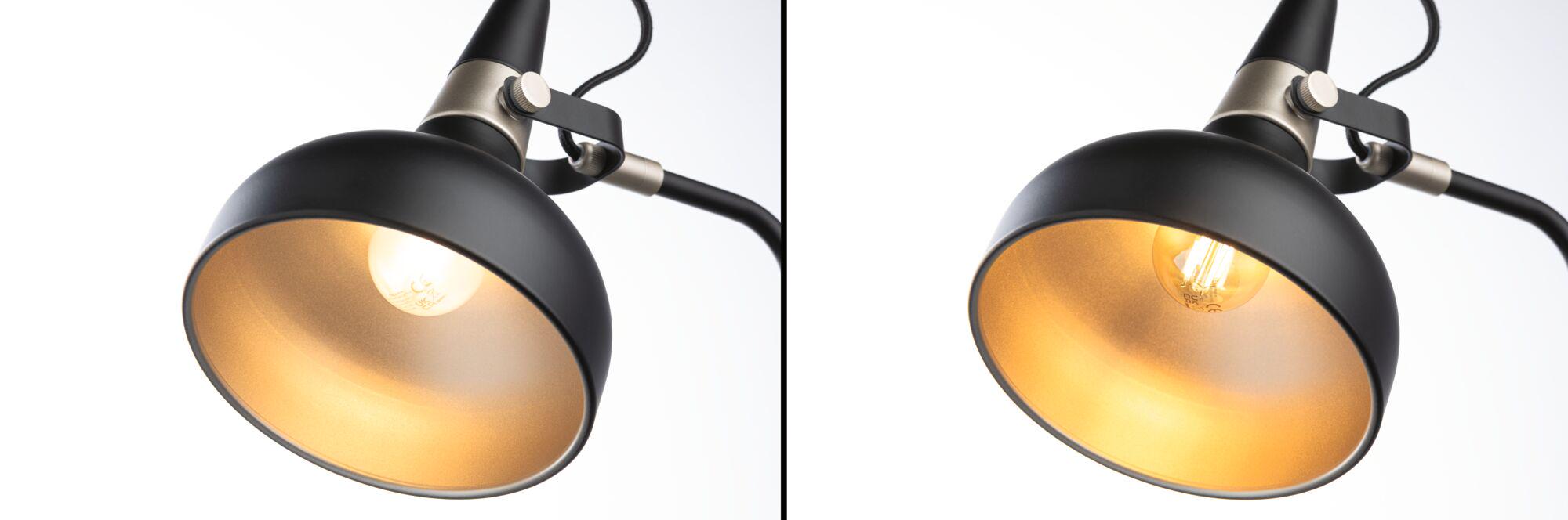 Schwarze Metall-Schreibtischlampe mit goldfarbenem Innenreflektor und verstellbarem Arm für Bürobeleuchtung