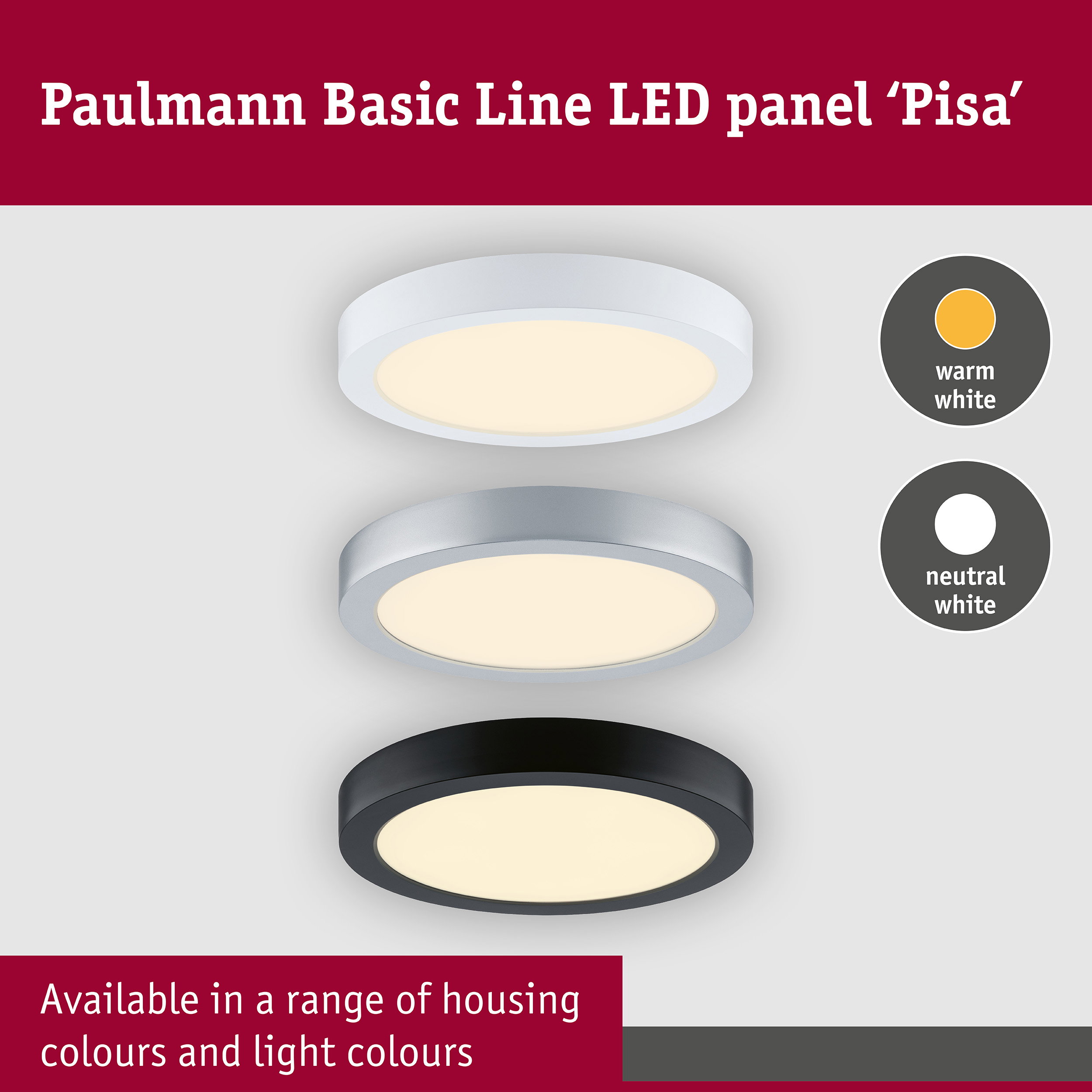LED Panel Pisa 4000K 290mm 1800lm 17W Chrome matt