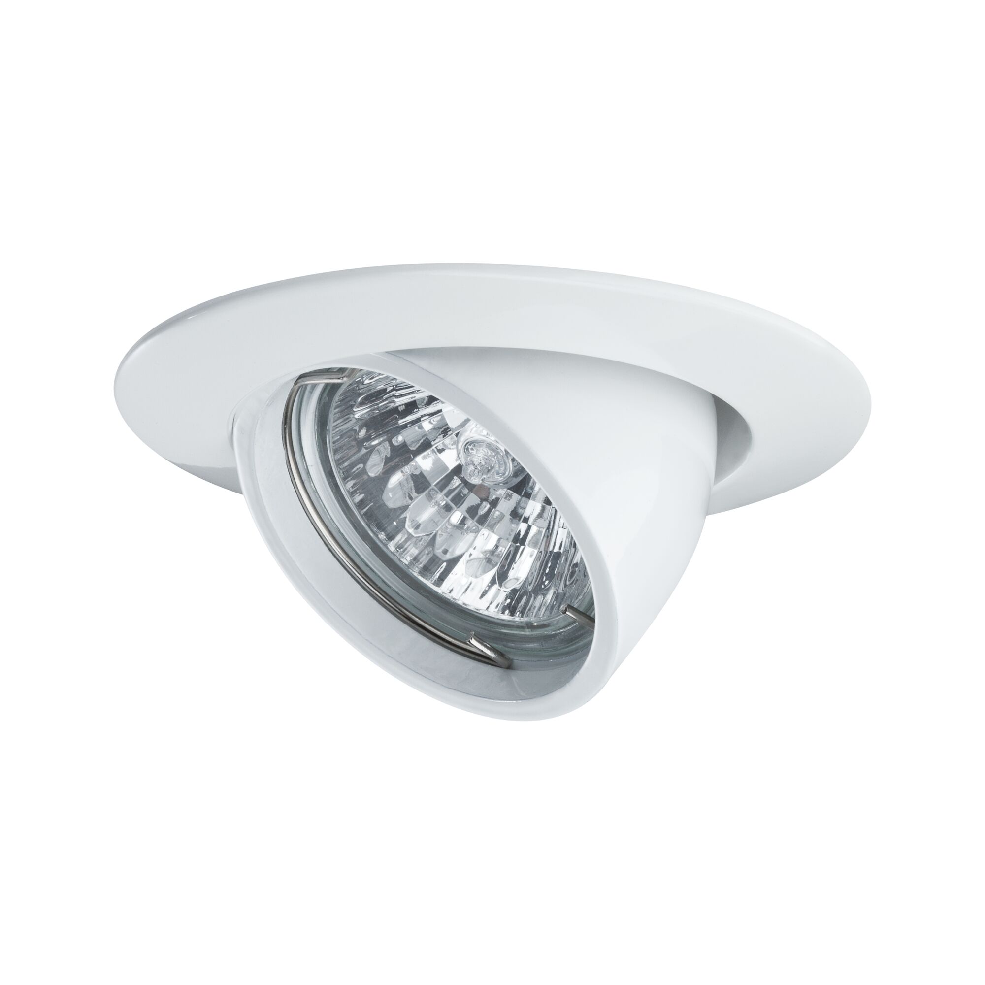 Premium Inbouwlamp rond 99mm 45° GU5,3 max. 50W 12V dimbaar Wit Witte metalen inbouwspot met helder glas en verstelbare LED-lamp voor plafondverlichting