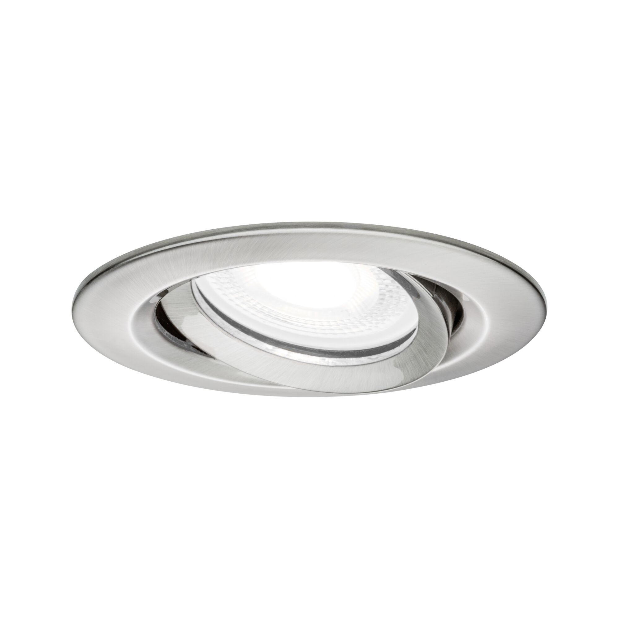 LED-inbouwlamp Nova Plus Enkele lamp zwenkbaar IP65 rond 93mm 30° GU10 6W 470lm 230V dimbaar 4000K Staal geborsteld Ronde inbouwspot van geborsteld roestvrij staal met verstelbare LED-verlichting voor woonruimtes
