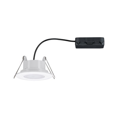 White LED recessed spotlight with metal springs and black cable for modern lighting solutions