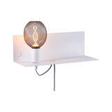 Weiße Wandlampe mit schwarzem Metallgitter und warmem Licht, modernes Design für Wohnräume