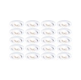 Fifteen white plastic recessed spotlights with warm white light for modern room lighting