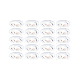Fifteen white plastic recessed spotlights with warm white light for modern room lighting