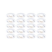 Fifteen white plastic recessed spotlights with warm white light for modern room lighting