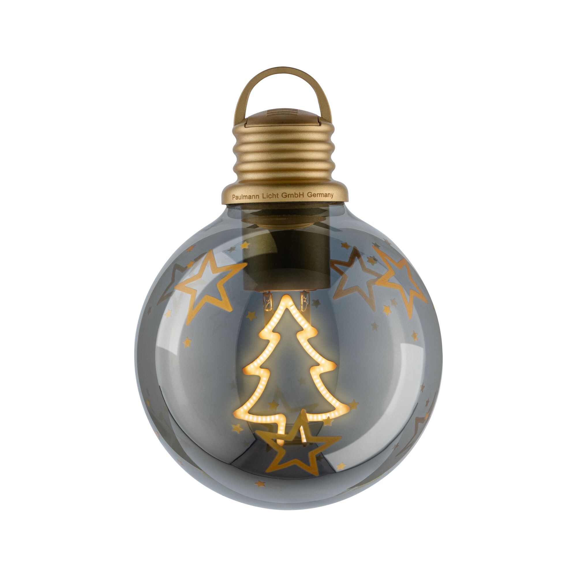 Batterijlamp Kerstbal Tree Bruin, Goud 100mm 2200K