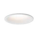 Round white LED ceiling panel with matte plastic frame for energy-efficient room lighting