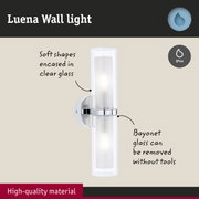 Luena wall light with clear glass and soft shapes, removable glass, made of high-quality material