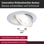 Innovative Einbauleuchte Aumus in Grau mit schwenkbarem LED-Licht und 180° Drehbereich