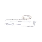 Bande LED blanche avec télécommande et adaptateur pour solutions d'éclairage intérieur flexibles