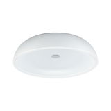 Rund hvid loftslampe i plastik med minimalistisk design til moderne indendørs belysning