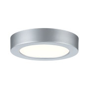 Runde LED-Deckenleuchte aus silbernem Aluminium mit warmweißem Licht für moderne Innenräume