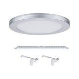 Rundes LED-Deckenpanel in Silber mit weißem Diffusor und Montagematerial für energiesparende Beleuchtung