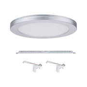 Rundes LED-Deckenpanel in Silber mit weißem Diffusor und Montagematerial für energiesparende Beleuchtung