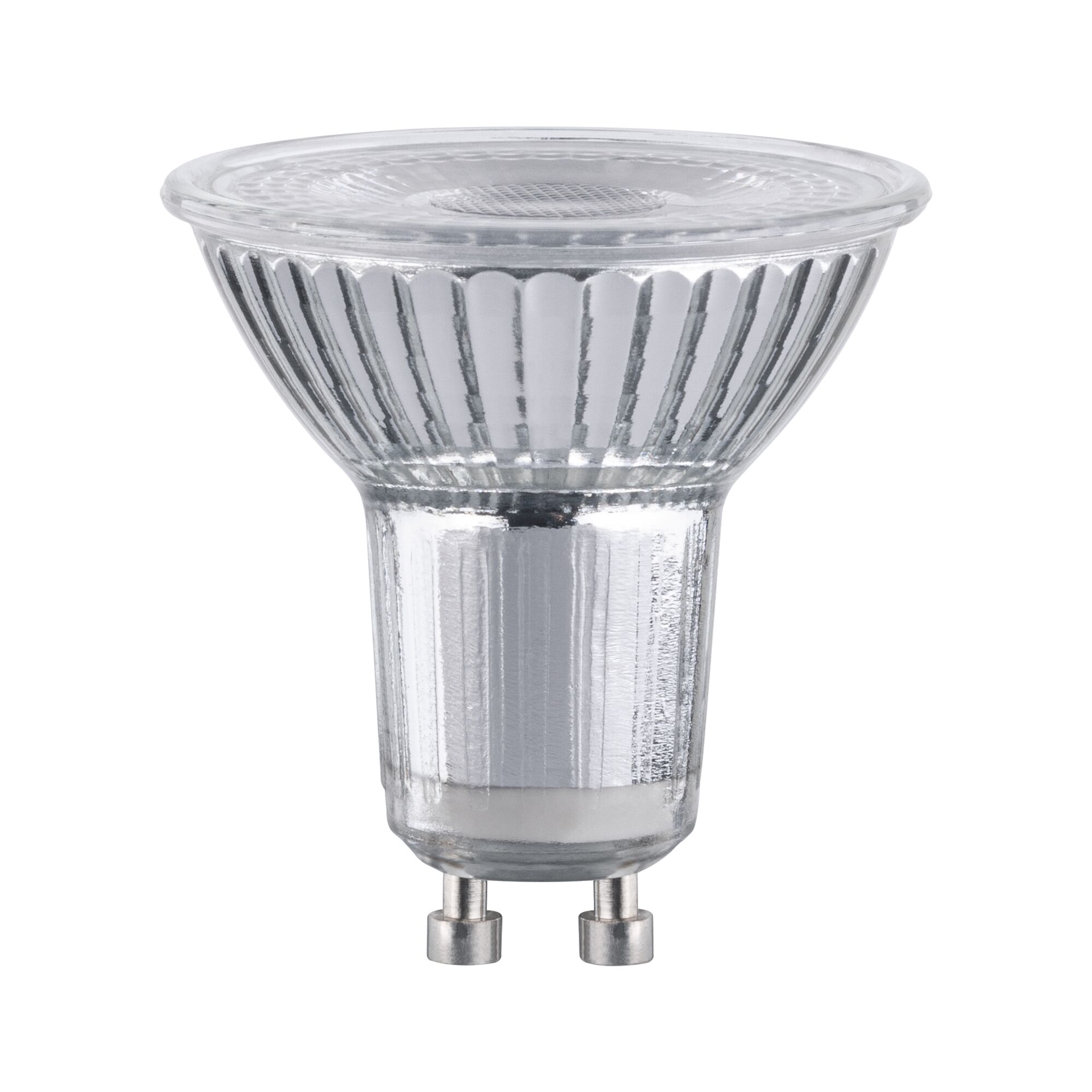 Standard 230V LED odbłyśnik GU10 550lm 7W 2700K Srebrny Clear glass LED reflector bulb with GU10 base, energy-saving light for home lighting