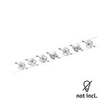 Moderner Seilstrahler mit sechs silbernen LED-Spots aus Metall ohne Leuchtmittel