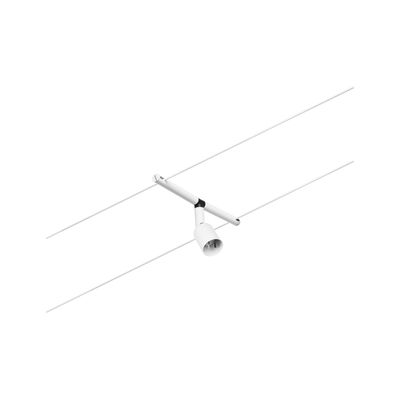 White minimalist metal cable spotlight for flexible LED lighting in interiors