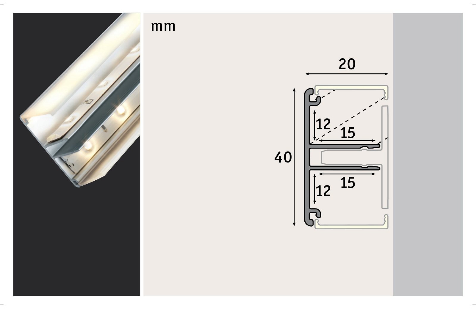 LED Strip Profil Duo 1m Alu