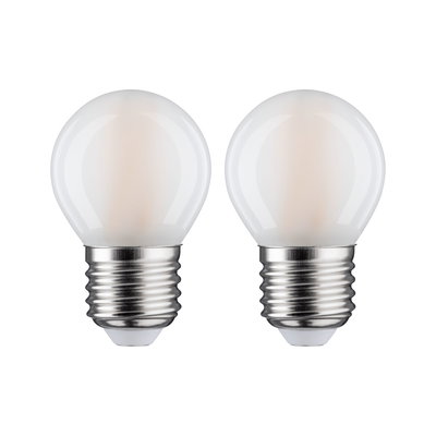 Zwei matte LED-Leuchtmittel mit E27-Fassung in Weiß für energiesparende Beleuchtung