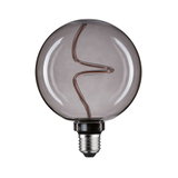 Round LED bulb with smoky glass and decorative zigzag filament for stylish lighting solutions