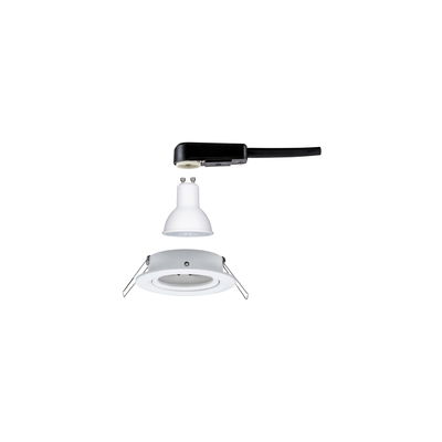 White GU10 LED recessed spotlight with socket and cable for energy-efficient lighting