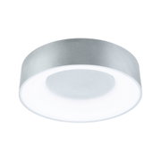 Plafonnier rond en métal argenté avec diffuseur blanc pour éclairage moderne